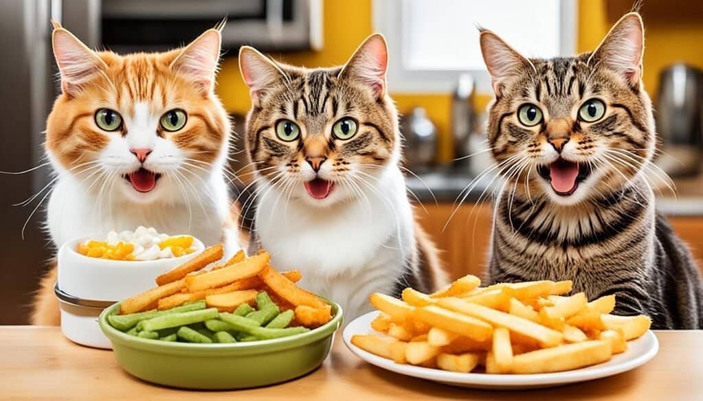 cats eating french fries